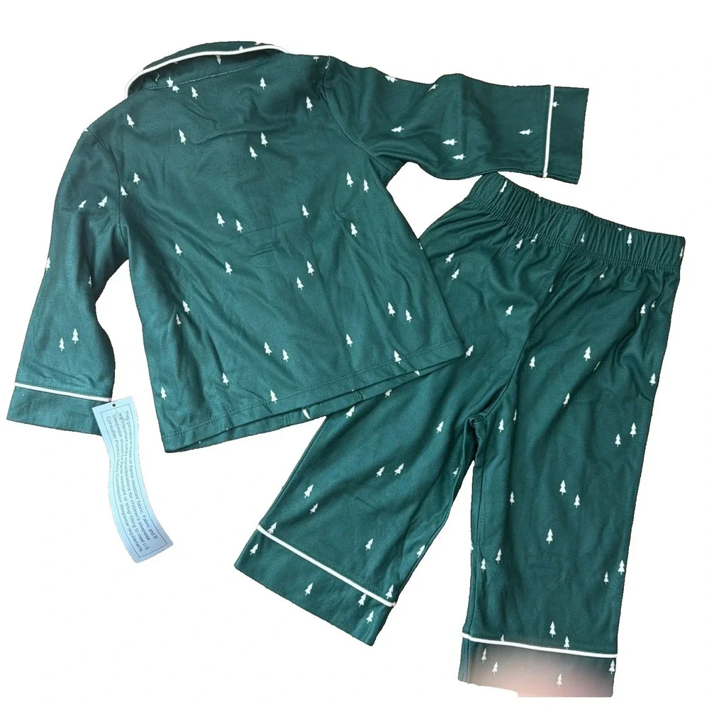 Cloud Island Pajama Set 4T Green Tree Christmas 2pc Sleepwear‎ NWT